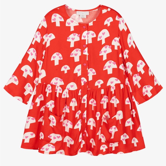 Stella McCartney Kids Girls Red & White Mushroom Dress - Picture 1 of 15